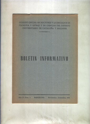 Boletin Informativo  numero 4 noviembre / diciembre 1958