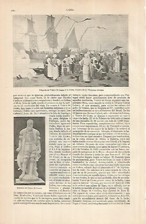 LAMINA ESPASA 24837: Llegada de Vasco de Gama a la India por J. V. Riveiro
