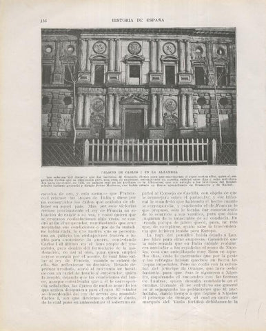 Historia de España lamina 121: Palacio de Carlos I en la Alhambra de Granada