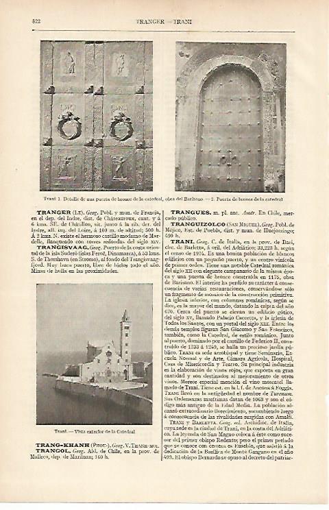 LAMINA ESPASA 11099: Vistas de Trani Italia