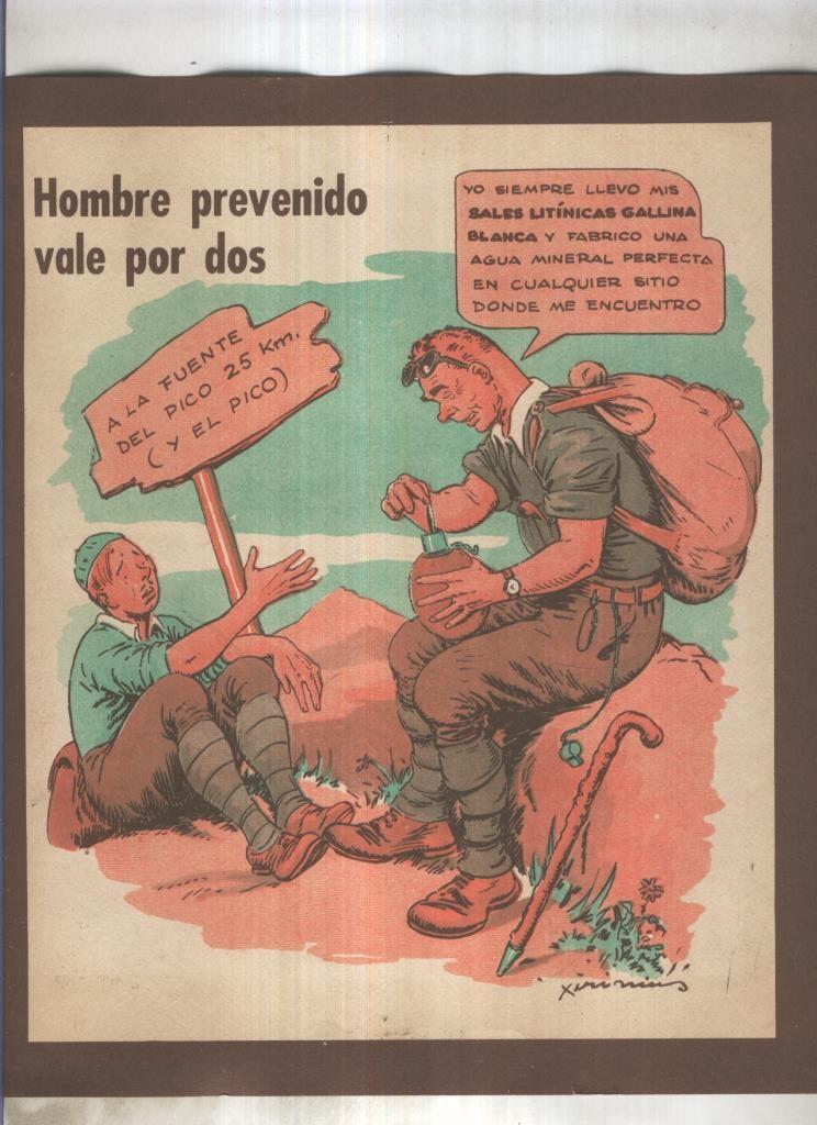 Cromo Gallina Blanca segundo album: Hoja propaganda dibujo de Xirinius (Jaime Juez)