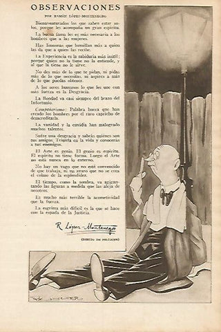 LAMINA BLANCO Y NEGRO 7978: Observaciones por R. Lopez y dibujo de Pellicer