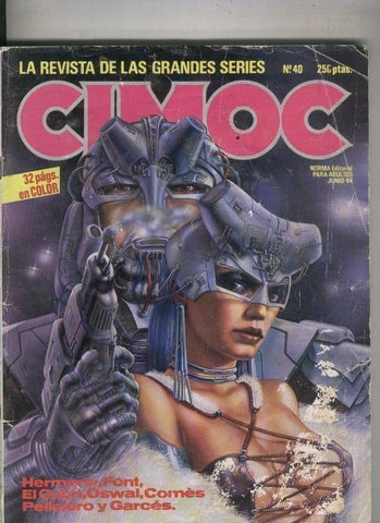 Cimoc revista numero 040: articulo 3 paginas sobre Ruben Pellejero, trasera rajada y cubierta con cello