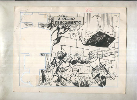 Dibujo original de: Coraza de Castilla, cubierta numero 32: A pecho descubierto
