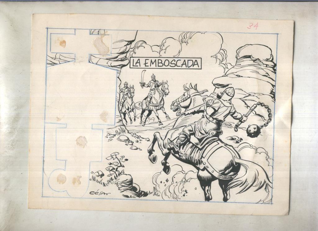 Dibujo original de: Coraza de Castilla, cubierta numero 34: La emboscada