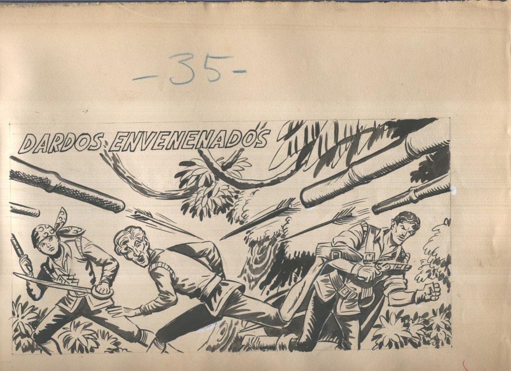 Dibujo original de: El Terremoto Marino, cubierta numero 35: Dardos envenenados