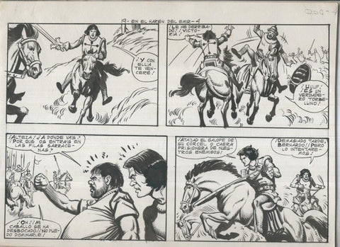 Dibujo original de: El Defensor de la Cruz numero 19, pagina 4: En el haren del emir
