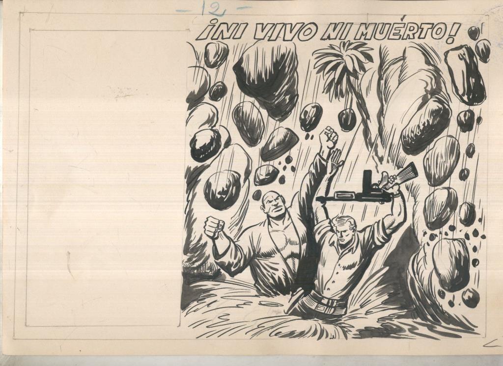 Dibujo original de: Hombres Heroicos, cubierta: Ni vivo ni muerto