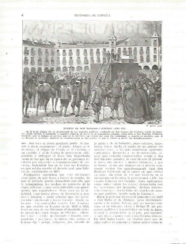 LAMINA 9100: Muerte de Rodrigo Calderon en 1625