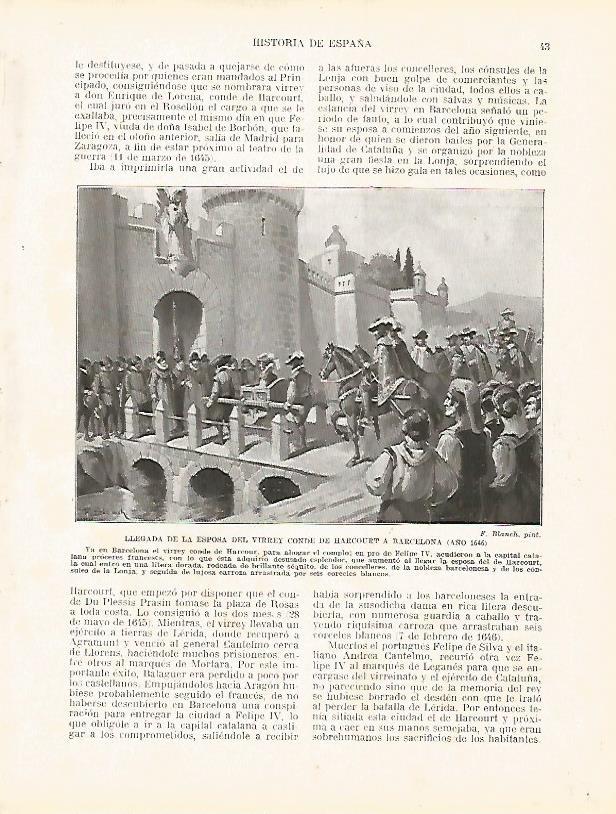 LAMINA 9123: Llegada de la esposa del Virrey Conde de Harcourt a Barcelona en 1646