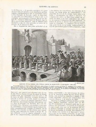 LAMINA 9123: Llegada de la esposa del Virrey Conde de Harcourt a Barcelona en 1646