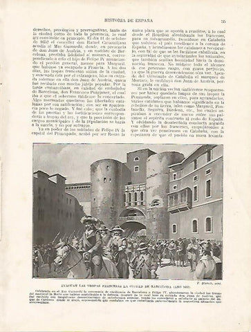 LAMINA 9130: Salida de las tropas francesas de Barcelona en 1652