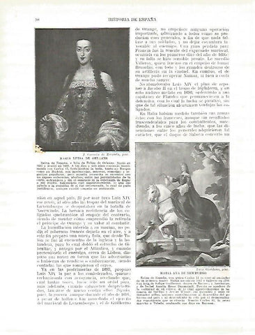 LAMINA 9153: Retratos de Maria Luisa de Orleans y de Maria Ana de Newburgo
