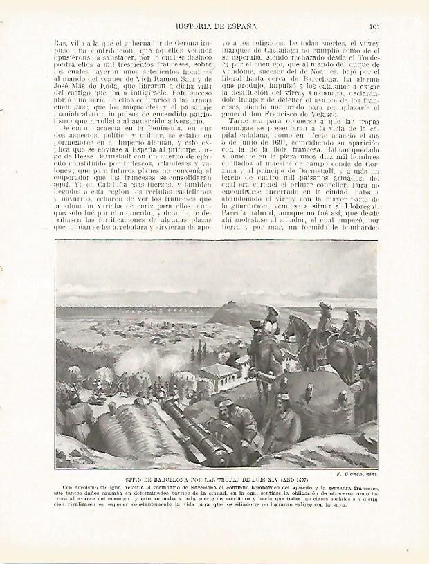 LAMINA 9155: Sitio de Barcelona por las tropas de Luis XIV en 1697