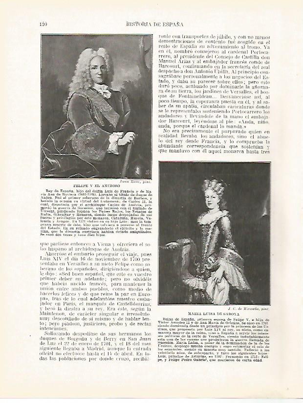 LAMINA 9160: Retratos de Felipe V el Animoso y Maria Luisa de Saboya