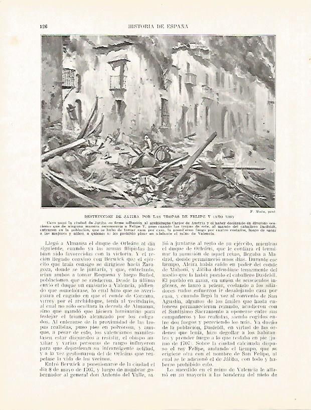 LAMINA 9169: Destruccion de Xativa por las tropas de Felipe V en 1707