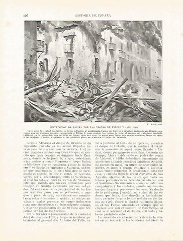 LAMINA 9169: Destruccion de Xativa por las tropas de Felipe V en 1707
