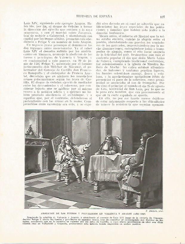 LAMINA 9170: Abolicion de los fueros y privilegios en Valencia y Aragon en 1707