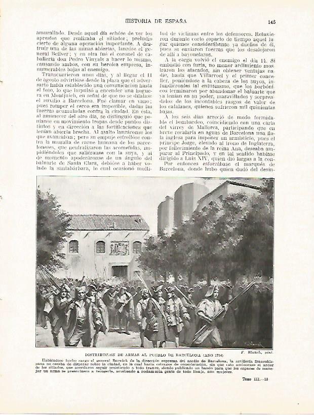 LAMINA 9179: Distribucion de armas en Barcelona en 1714