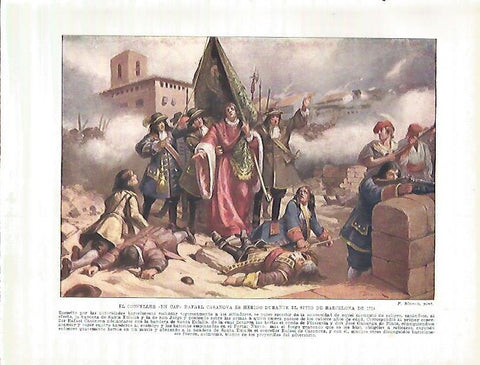 LAMINA 9181: Rafael Casanova es herido durante el sitio de Barcelona en 1714