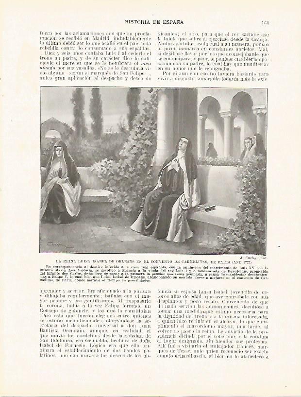 LAMINA 9190: La reina Luisa Isabel de Orleans en el Convento de las Carmelitas de Paris en 1727