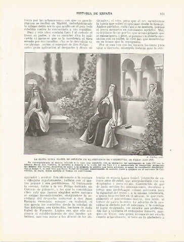 LAMINA 9190: La reina Luisa Isabel de Orleans en el Convento de las Carmelitas de Paris en 1727