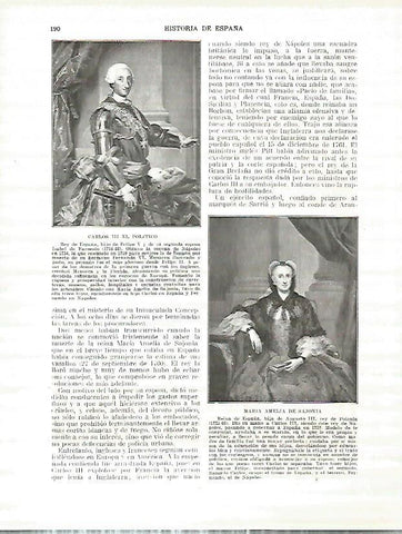 LAMINA 9206: Retratros de Carlos III el Politico y de Maria Amelia de Sajonia
