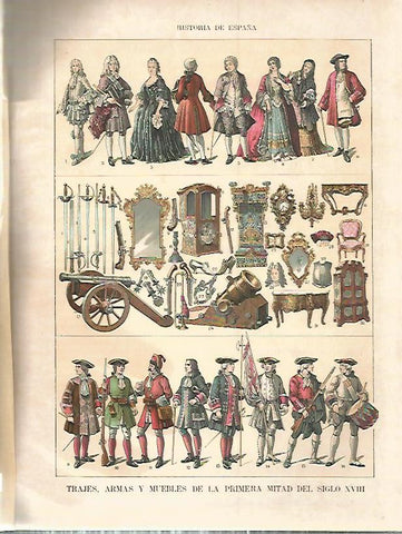 LAMINA 9208: Trajes armas y muebles desde 1700 a 1750
