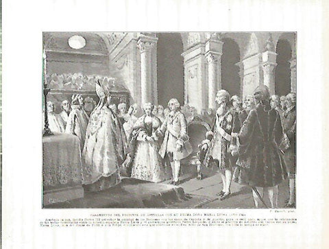 LAMINA 9209: Boda del Principe de Asturias con Maria Luisa en 1765