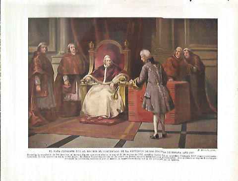 LAMINA 9215: El Papa Clemente XIII al recibir el comunicado de la expulsion de los Jesuitas de España en 1767