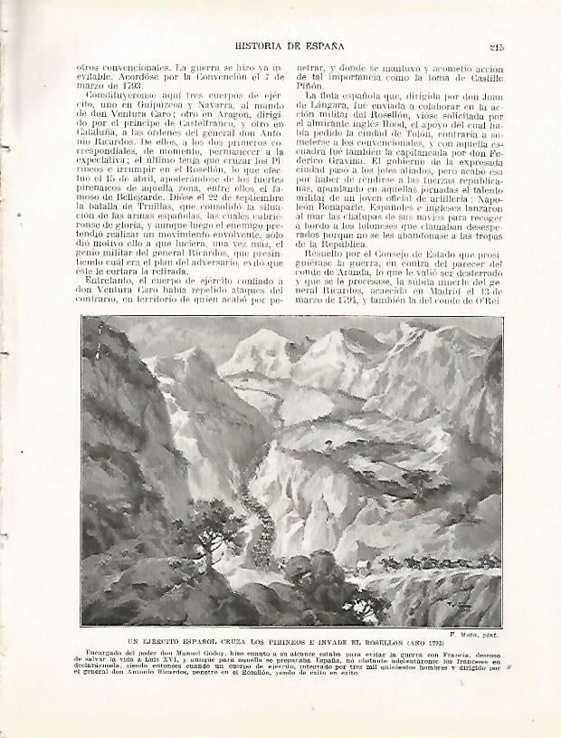 LAMINA 9222: Un ejercito español cruza los Pirineos e invade el Rosellon en 1793