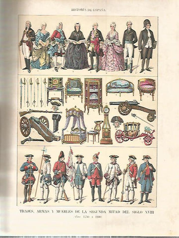 LAMINA 9223: Trajes armas y muebles desde 1750 a 1800