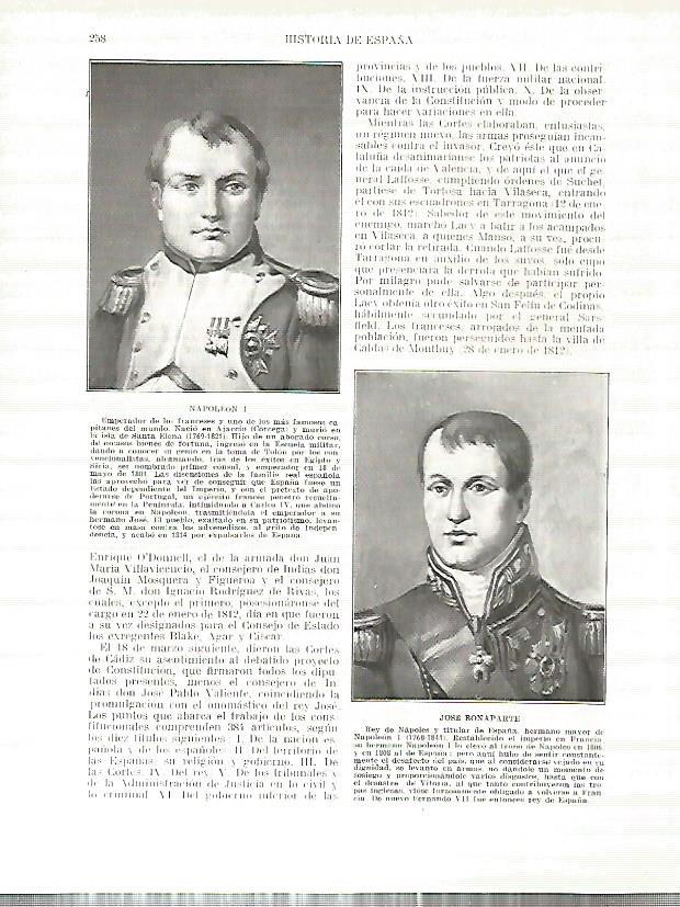LAMINA 9248: Retratos de Napoleon I y de Jose Bonaparte