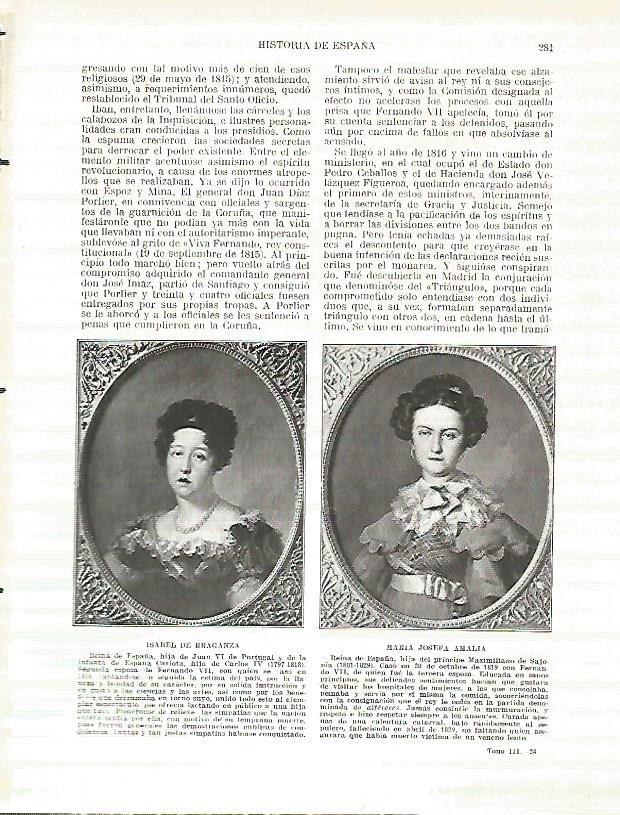 LAMINA 9262: Retratos de Isabel de Braganza y de Maria Josefa Amalia
