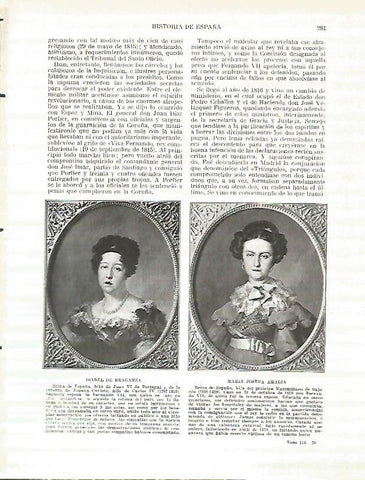 LAMINA 9262: Retratos de Isabel de Braganza y de Maria Josefa Amalia