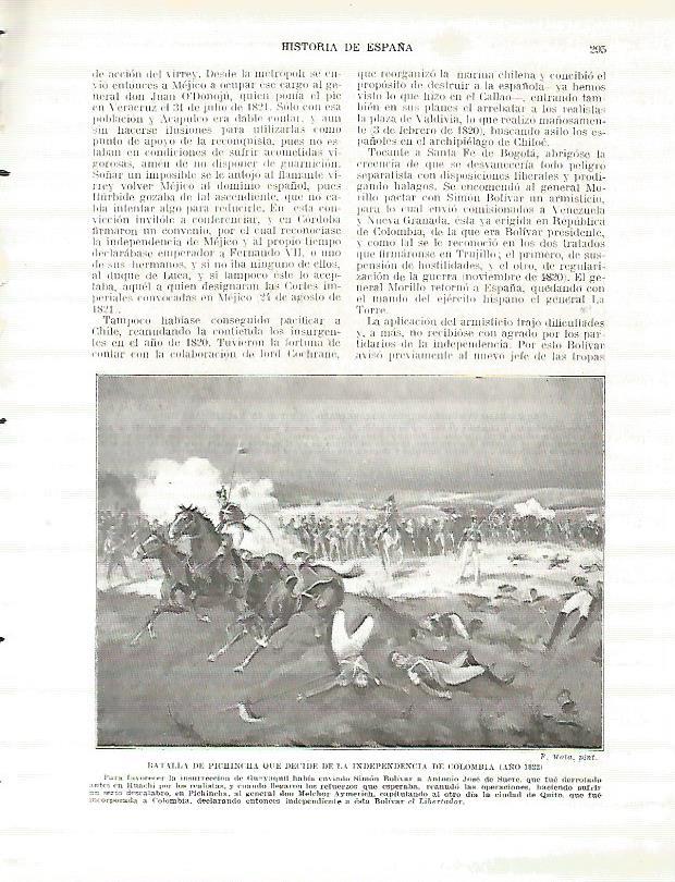 LAMINA 9270: Batalla de Pichincha que decide la independencia de Colombia en 1822