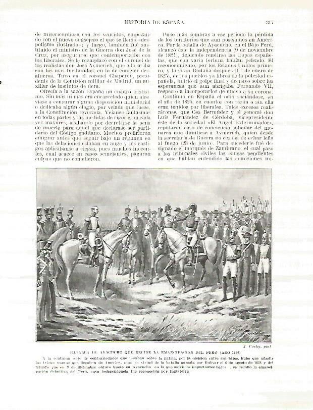 LAMINA 9282: Batalla de Ayacucho en 1824 Peru