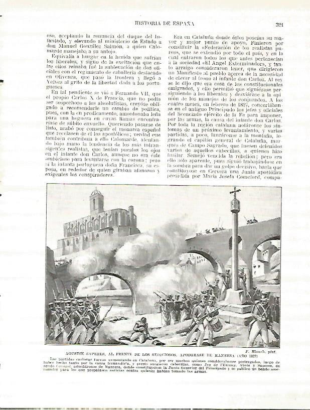 LAMINA 9284: Agustin Saperes apoderandose de Manresa Barcelona en 1827