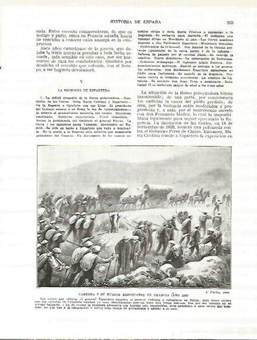 LAMINA 9302: Cabrera y su hueste se refugian en Francia en 1840