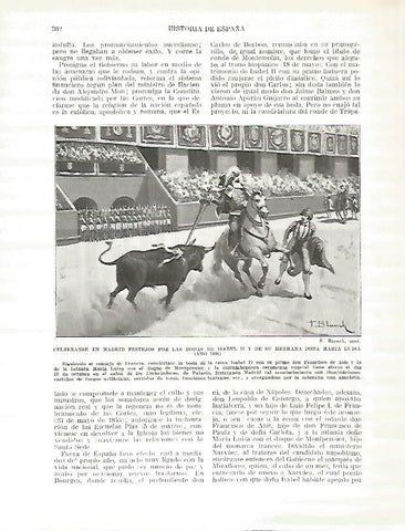 LAMINA 9306: Fiestas en Madrid por la boda de Isabel II y de su hermana Maria Luisa en 1846