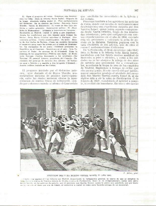 LAMINA 9309: Atentado del cura Merino contra Isabel II en 1852