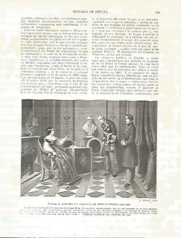 LAMINA 9316: Isabel II aprueba la conducta de Prim en Mexico en 1862