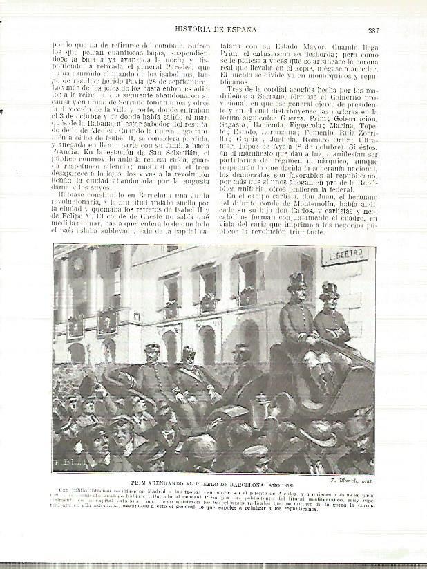 LAMINA 9320: Prim en Barcelona en 1868