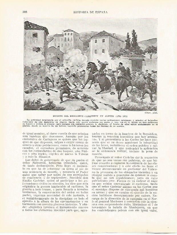 LAMINA 9325: Muerte del Brigadier Cabrinety en Alpens en 1873
