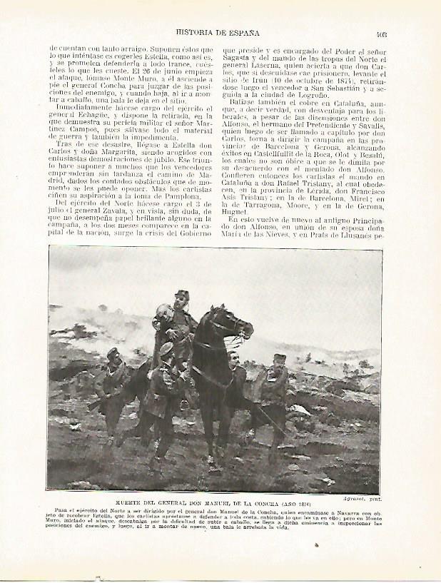 LAMINA 9328: Muerte del General Manuel de la Concha en 1874