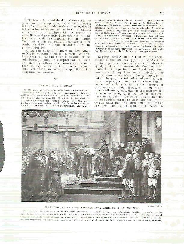 LAMINA 9336: Juramento de la Reina Regente Maria Cristina en 1885