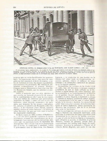 LAMINA 9343: Atentado contra el Gobernador Civil de Barcelona Ramon Larroca en 1894