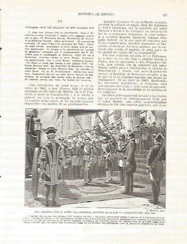 LAMINA 9353: Alfonso XII al salir del Congreso despues de jurar la Constitucion en 1902