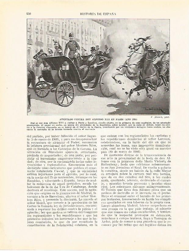 LAMINA 9354: Atentado contra Maura en Barcelona en 1904