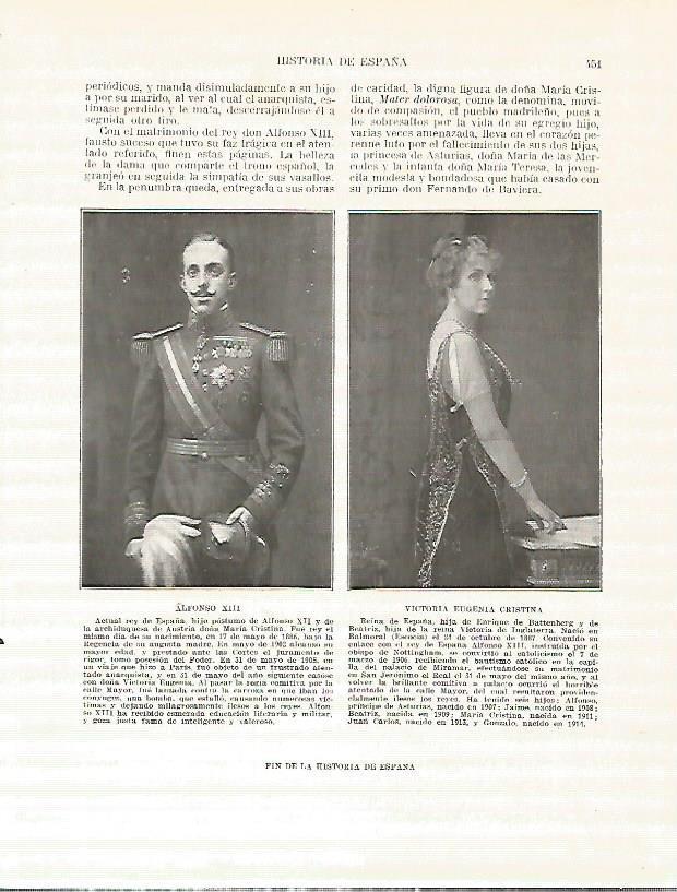 LAMINA 9355: Retratos de Alfonso XII y Victoria Eugenia Cristina